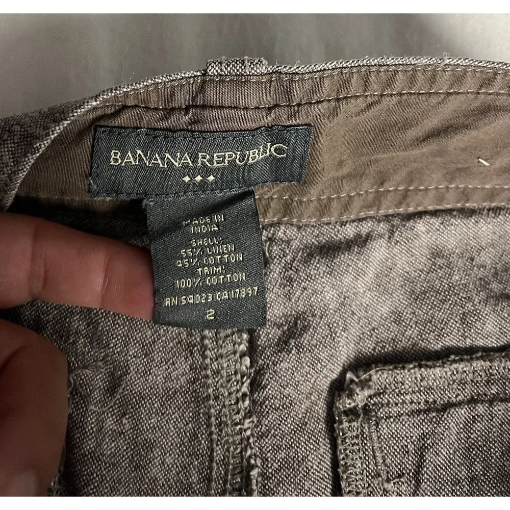 Banana‎ Republic Brown Cargo Pants Size 2 Linen & Cotton Blend